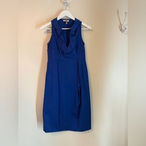 MOSCHINO Cheap and Chic Royal Blue Pima Cotton Dress IT 38 US 4 Ruffle Neckline